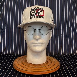 White Leather/Embroidered Tommy Hilfiger Logo Hat